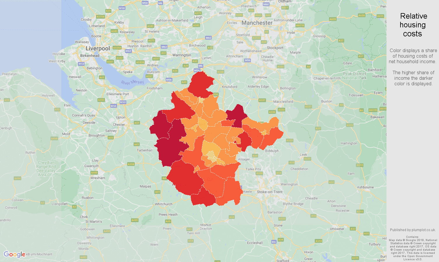 Crewe relative housing costs map