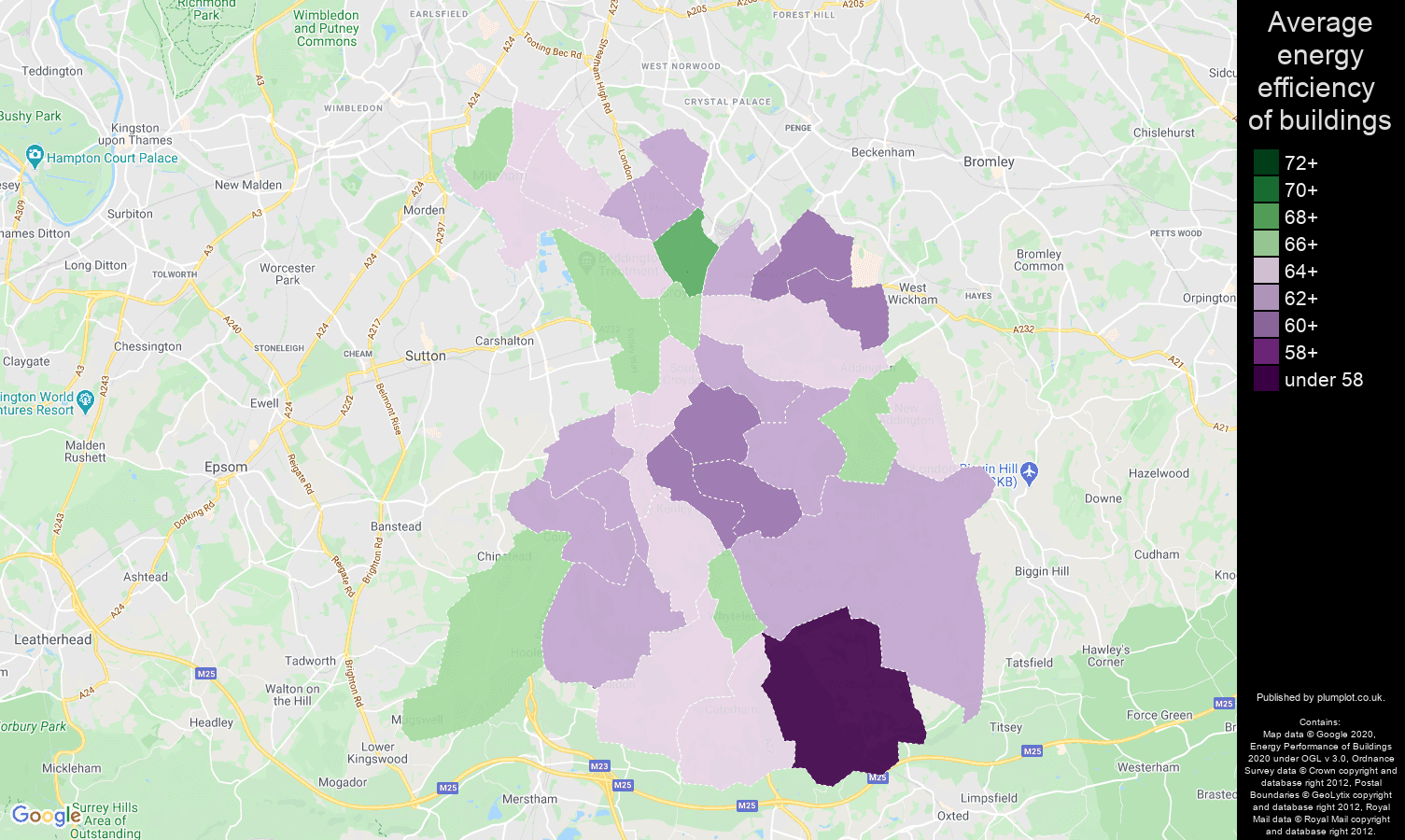 Croydon map of energy efficiency of properties