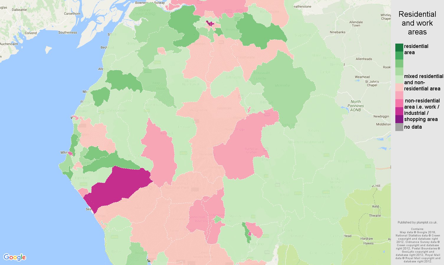 Cumbria residential areas map
