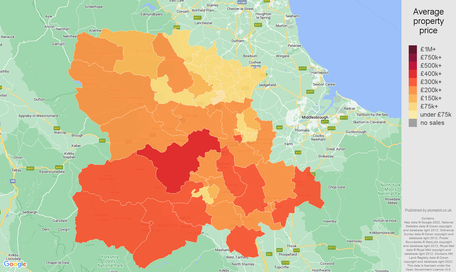 Darlington house prices map