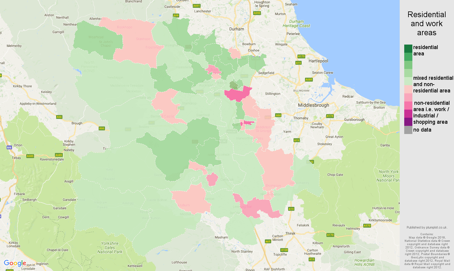 Darlington residential areas map