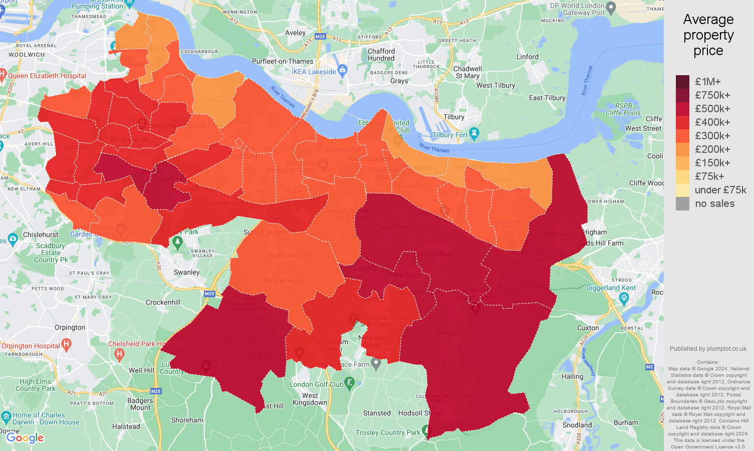 Dartford house prices map