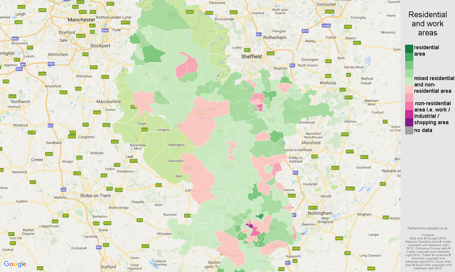 Derbyshire residential areas map