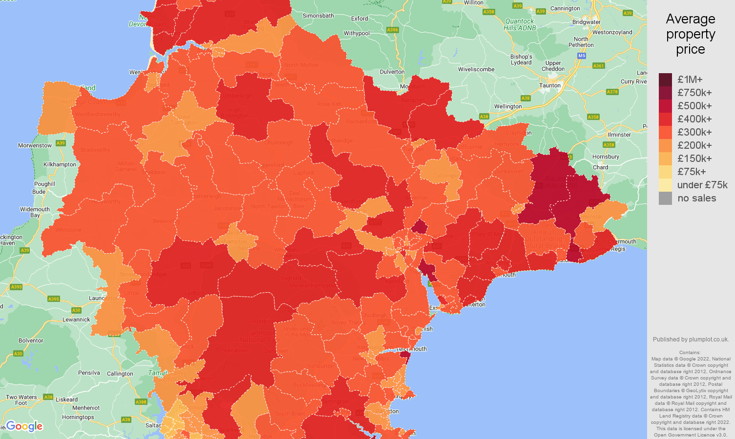 Devon house prices map