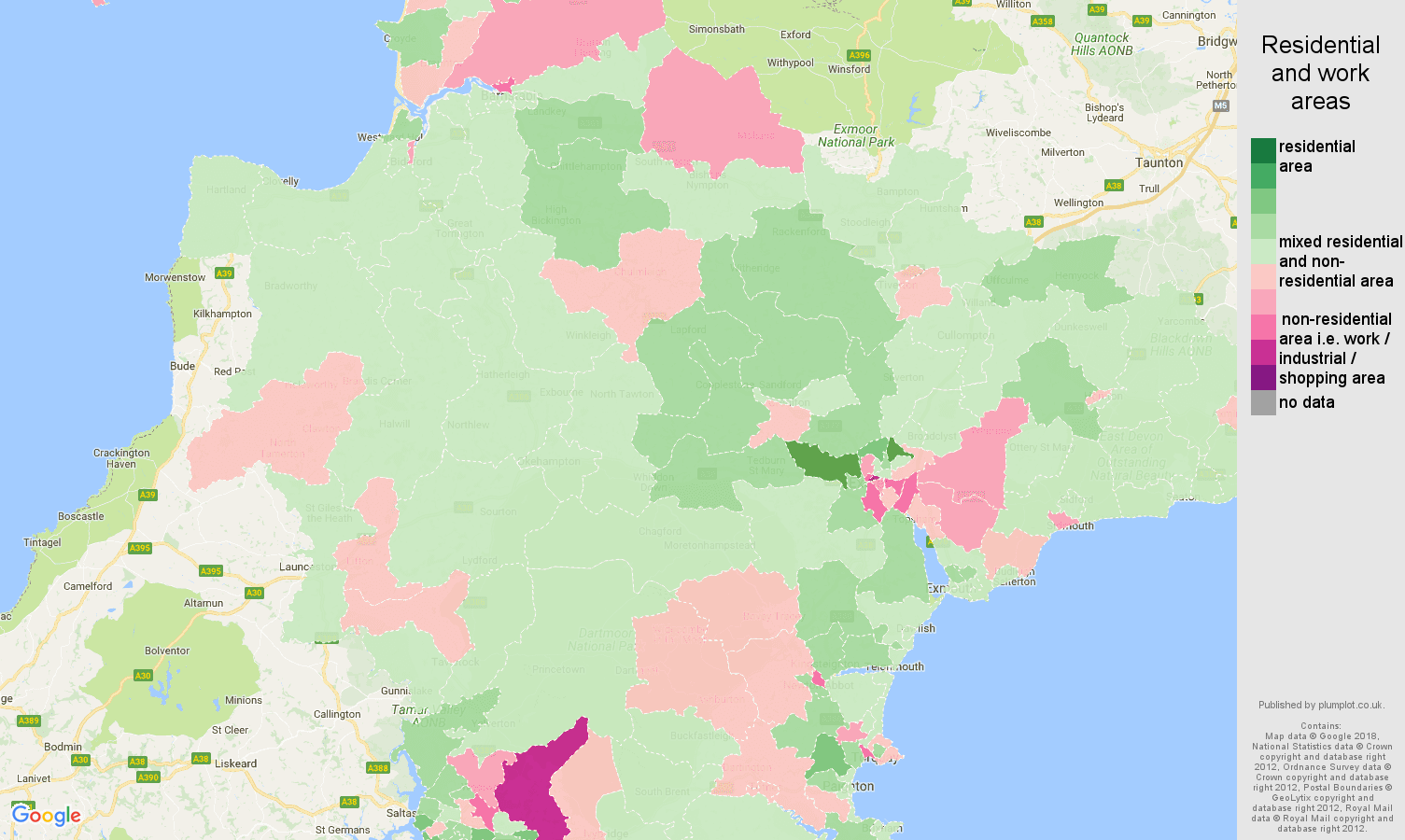 Devon residential areas map