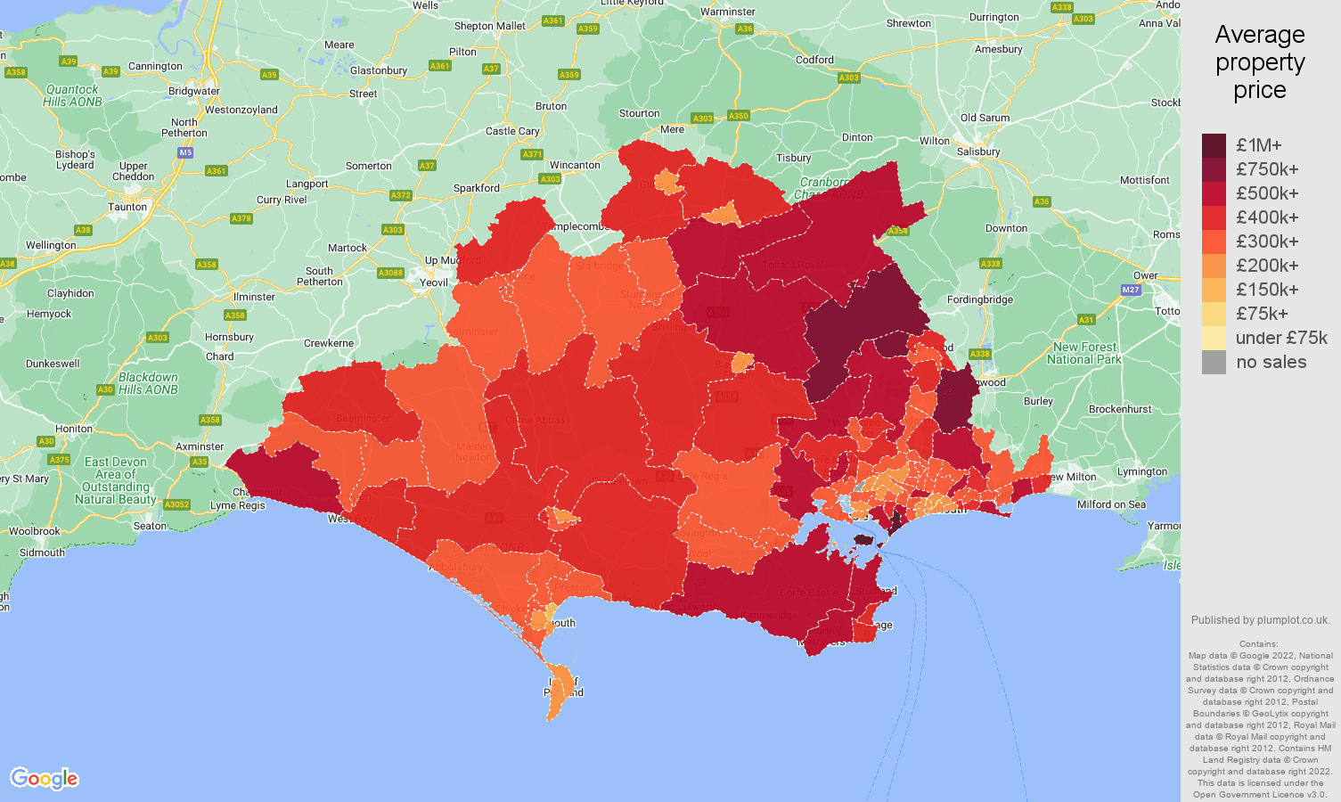 Dorset house prices map