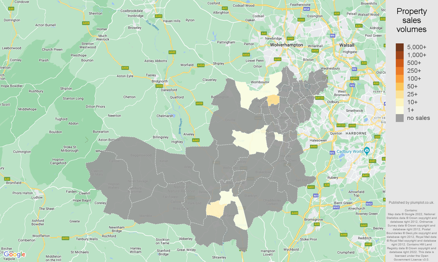 Dudley map of sales of new properties
