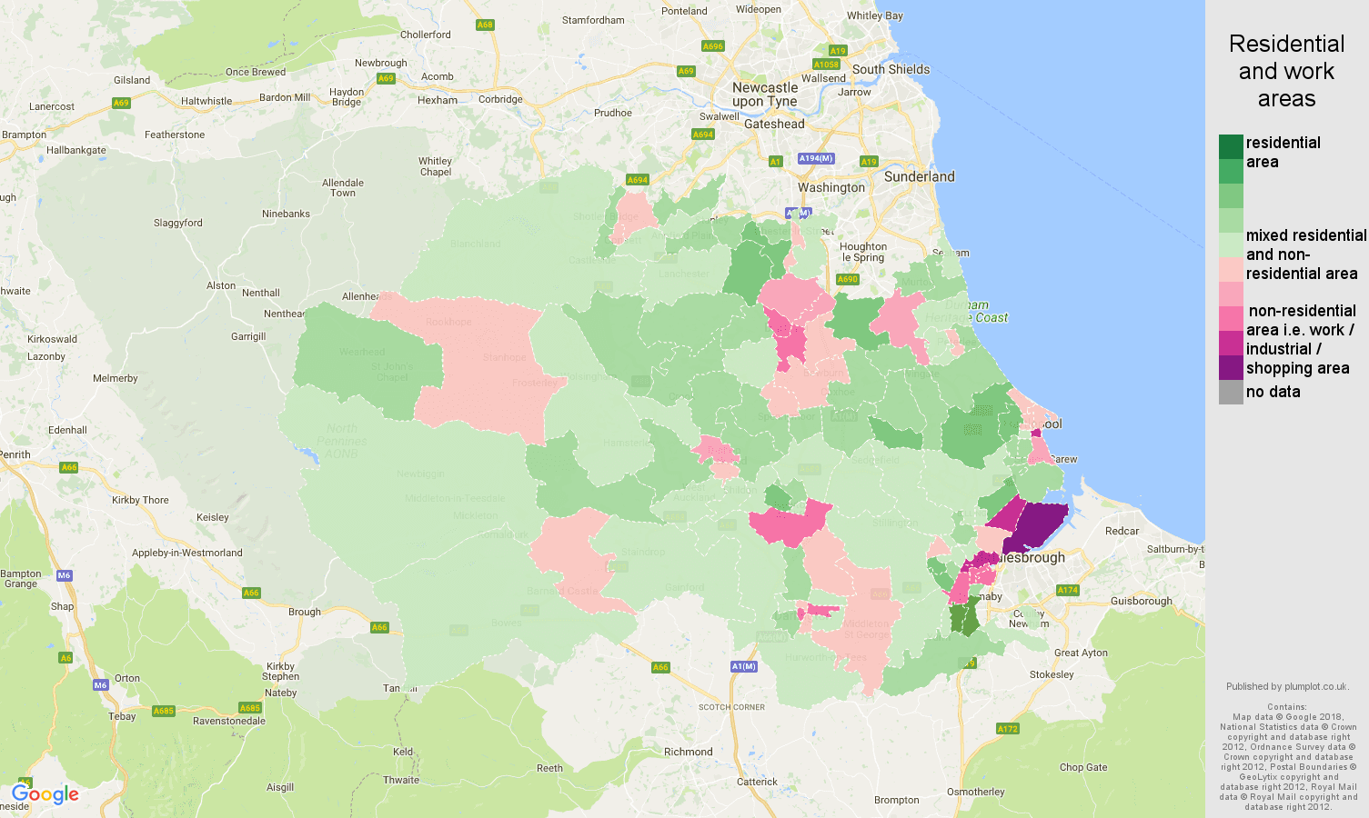 Durham county residential areas map