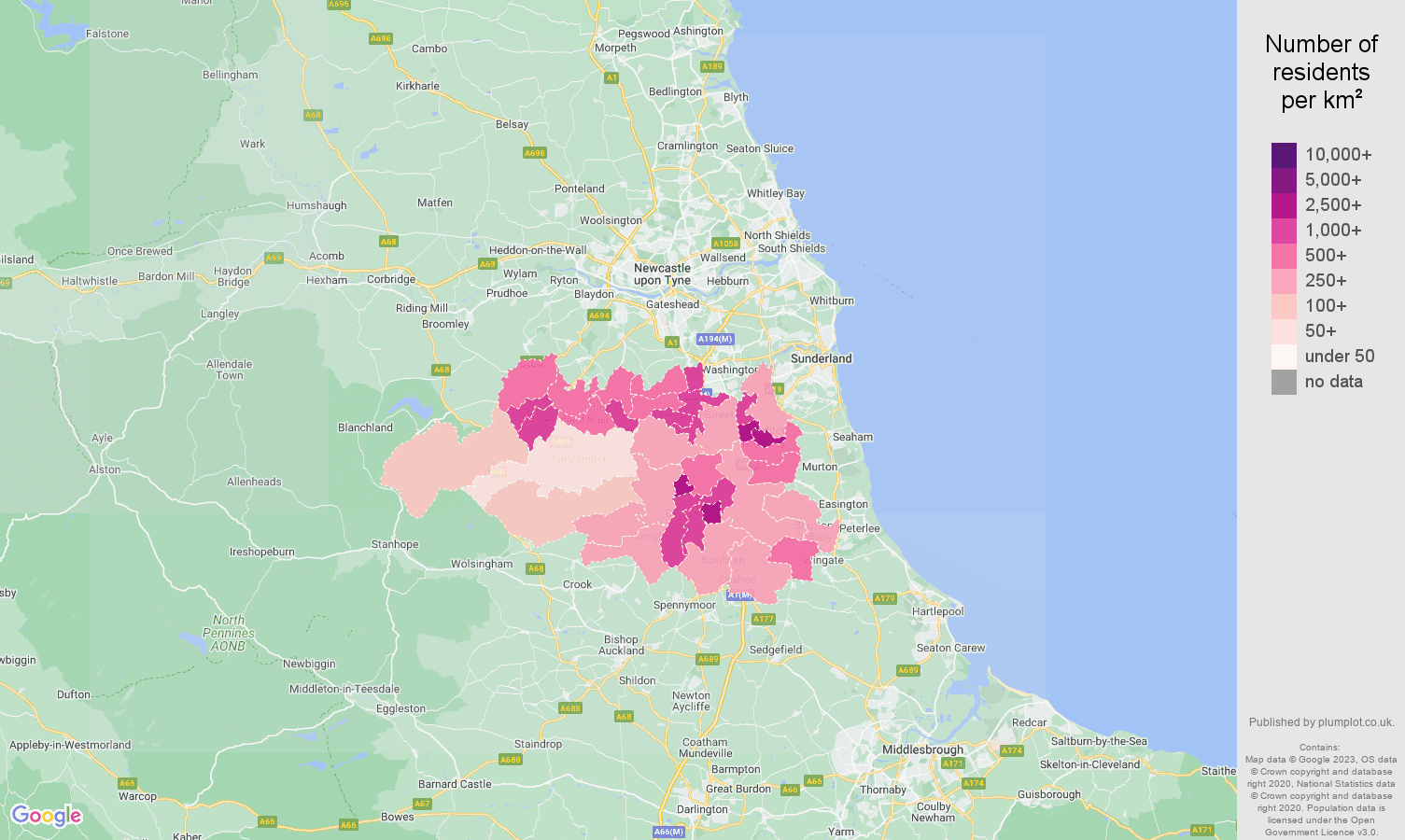 Durham population density map