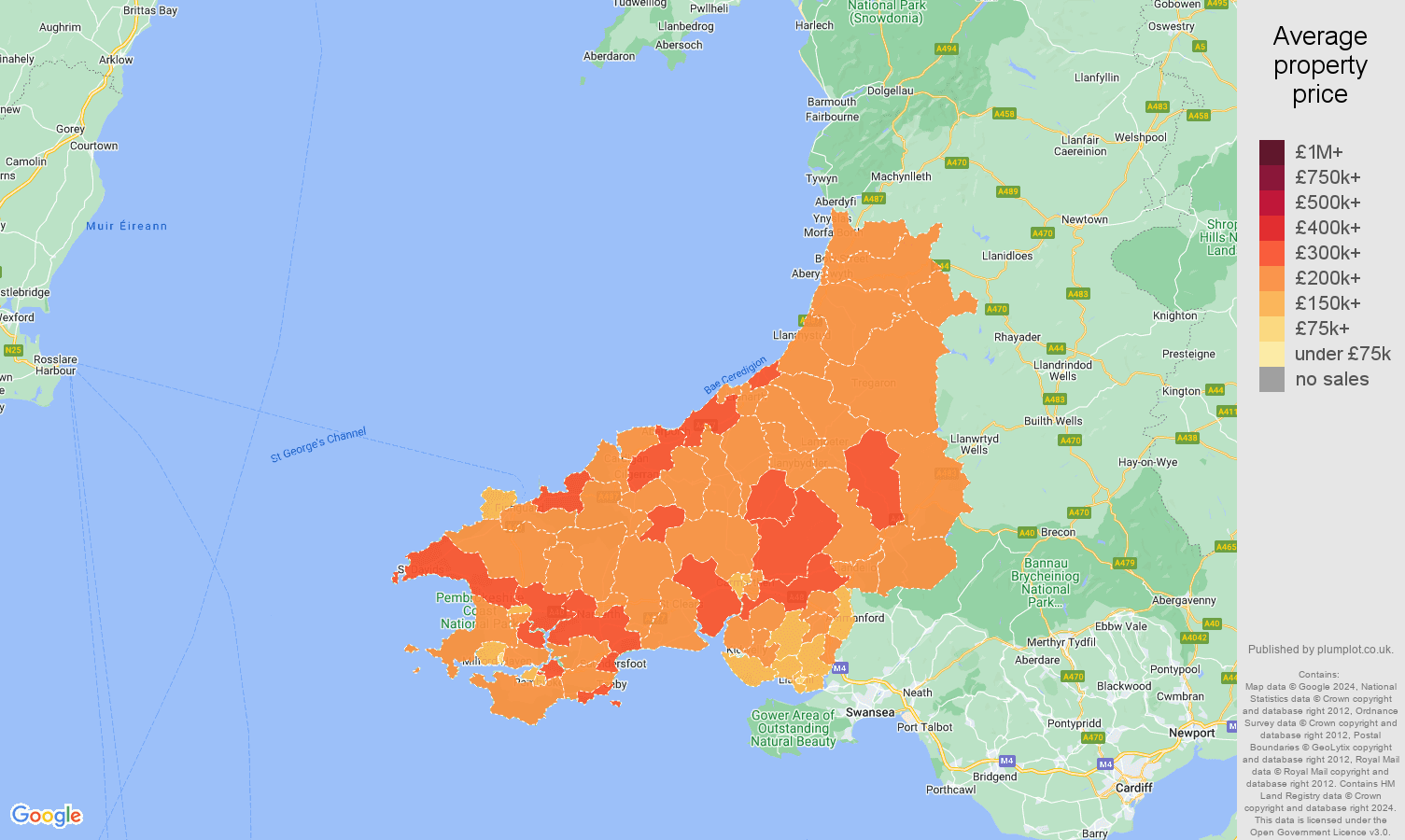 Dyfed house prices map