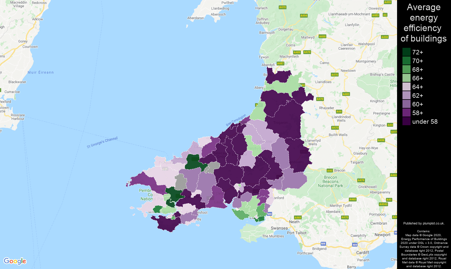 Dyfed map of energy efficiency of flats