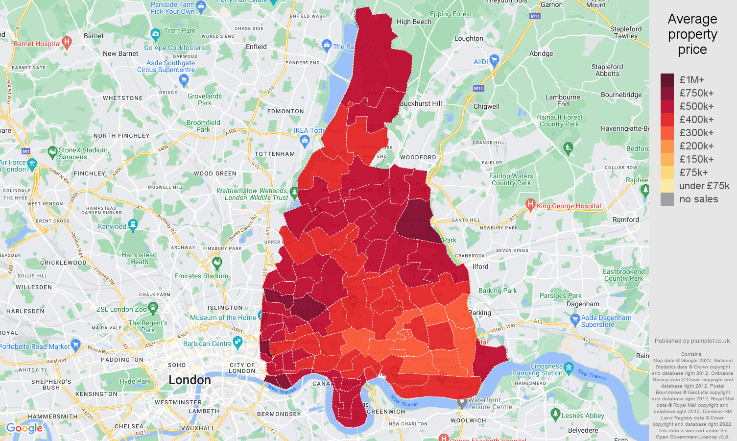 East London house prices map