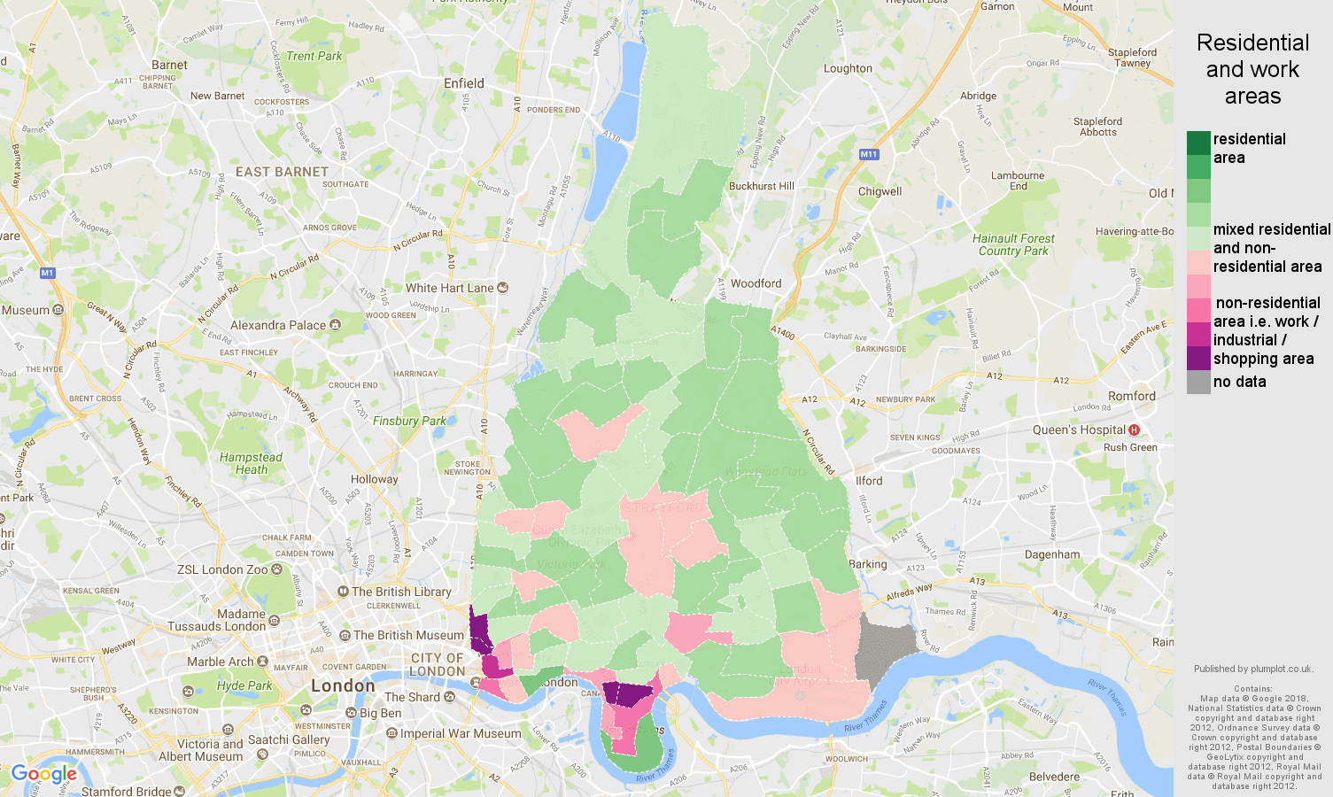 East London residential areas map