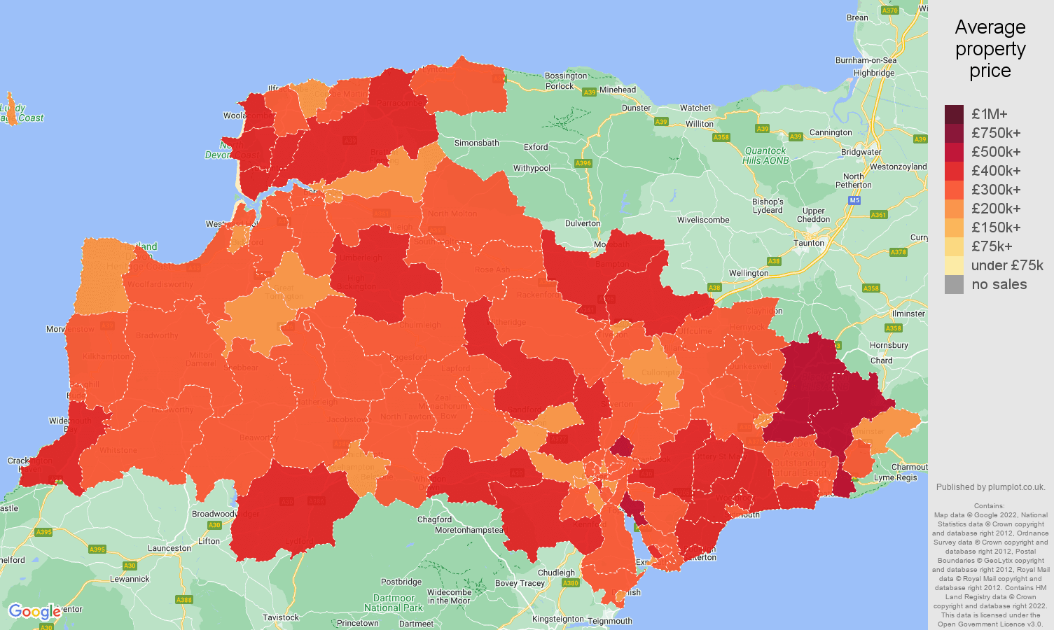 Exeter house prices map