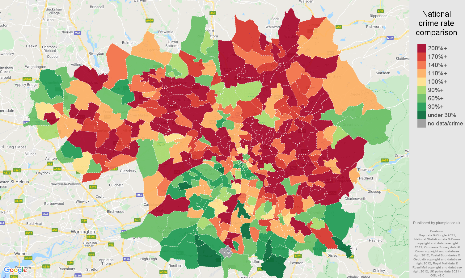 Greater Manchester other crime rate comparison map