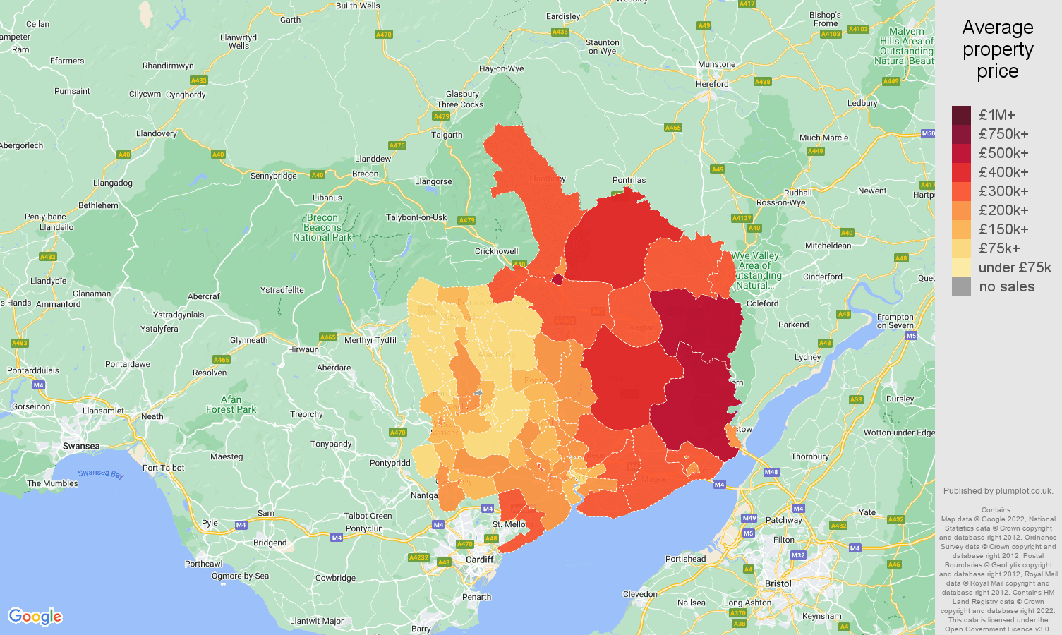 Gwent house prices map