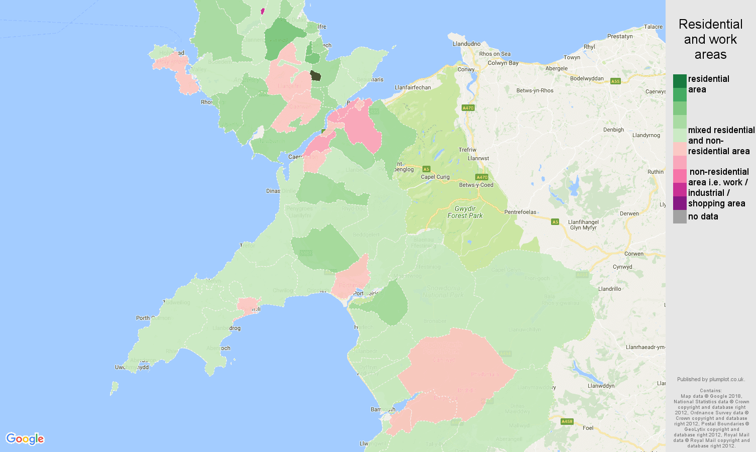 Gwynedd residential areas map