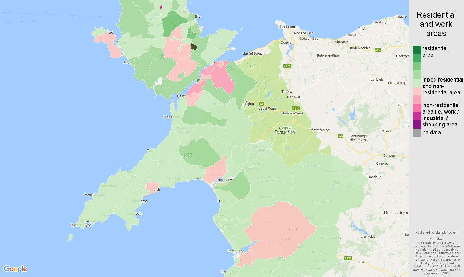 Gwynedd Residential Areas Map 