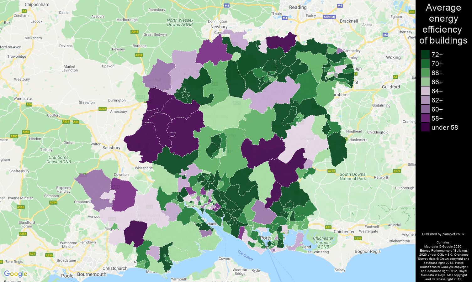 Hampshire map of energy efficiency of flats