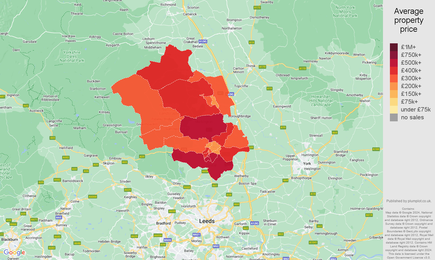 Harrogate house prices map