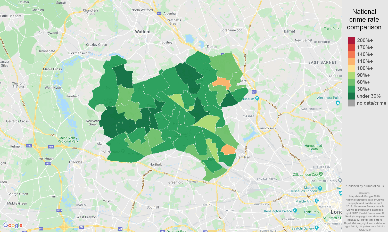 Harrow other crime rate comparison map