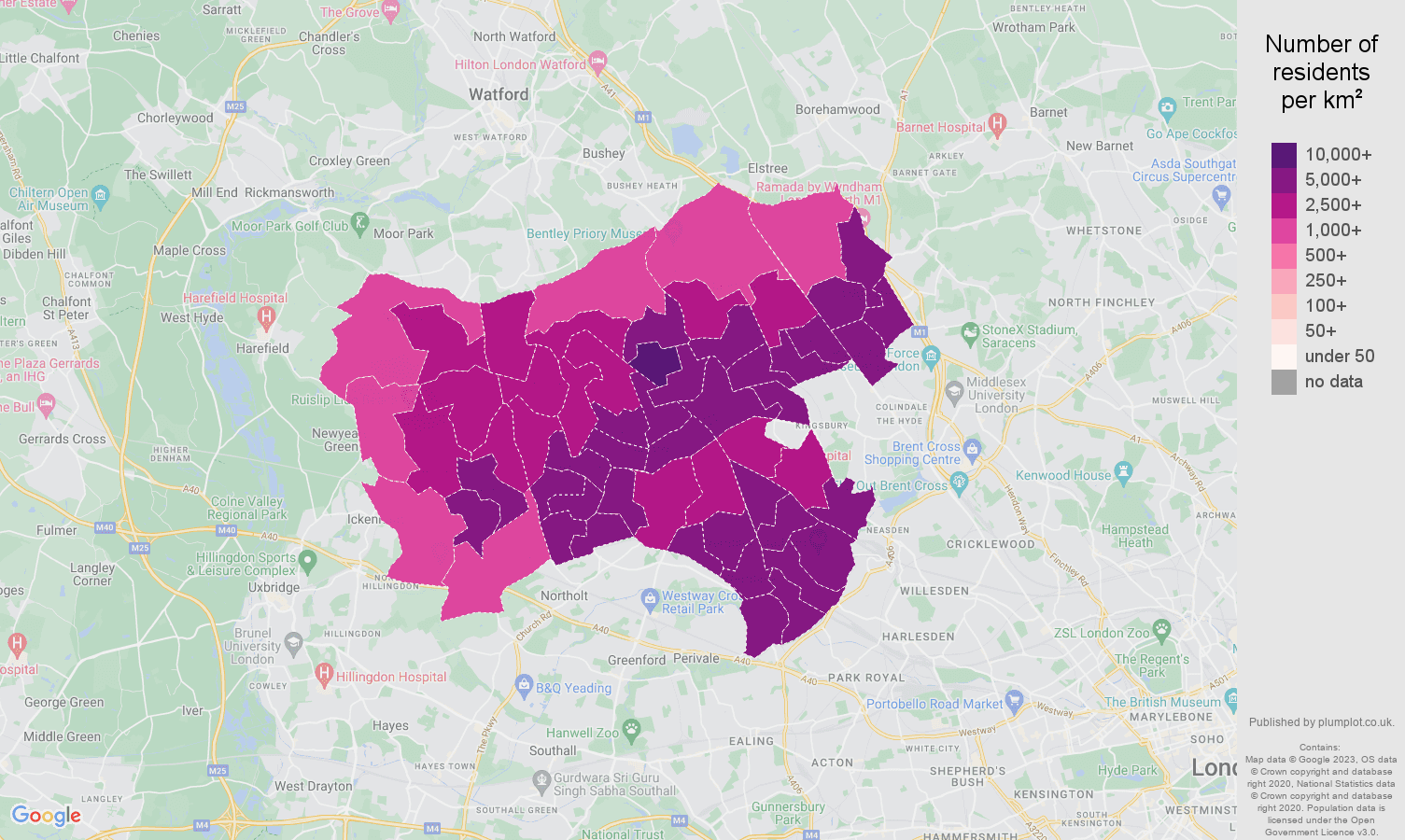 Harrow population density map