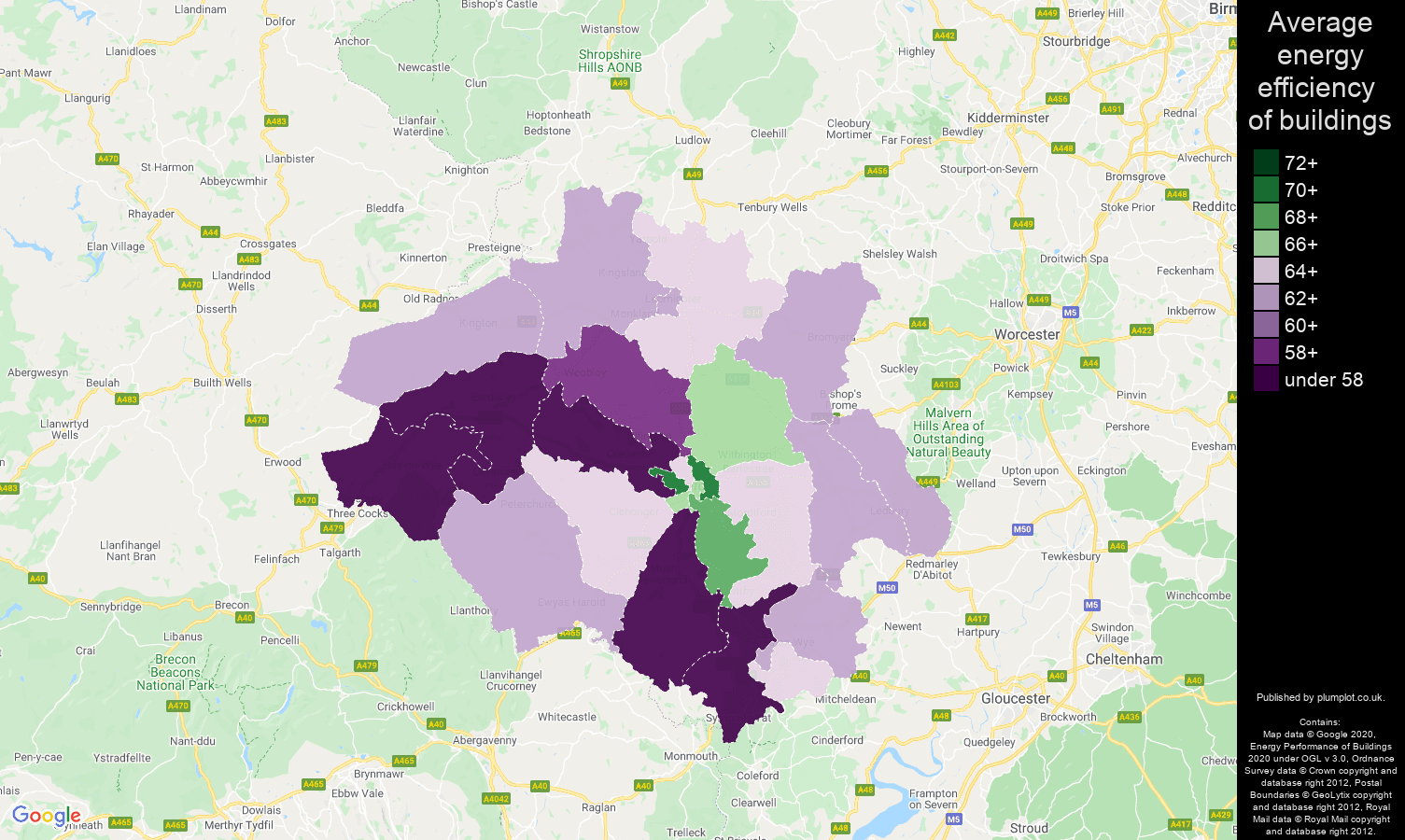 Hereford map of energy efficiency of flats