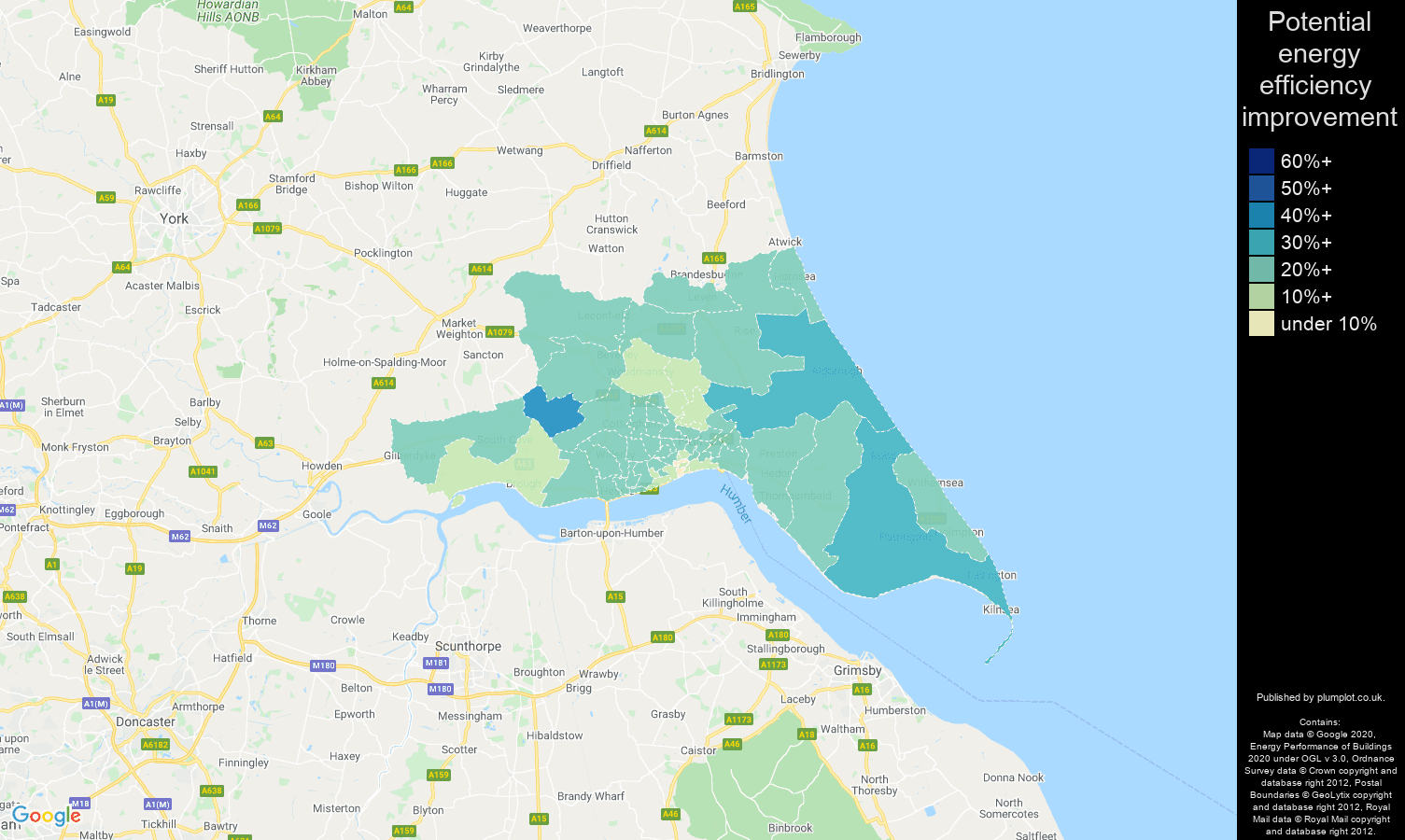 Hull map of potential energy efficiency improvement of properties