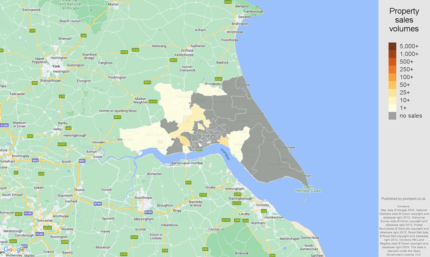 Hull map of sales of new properties