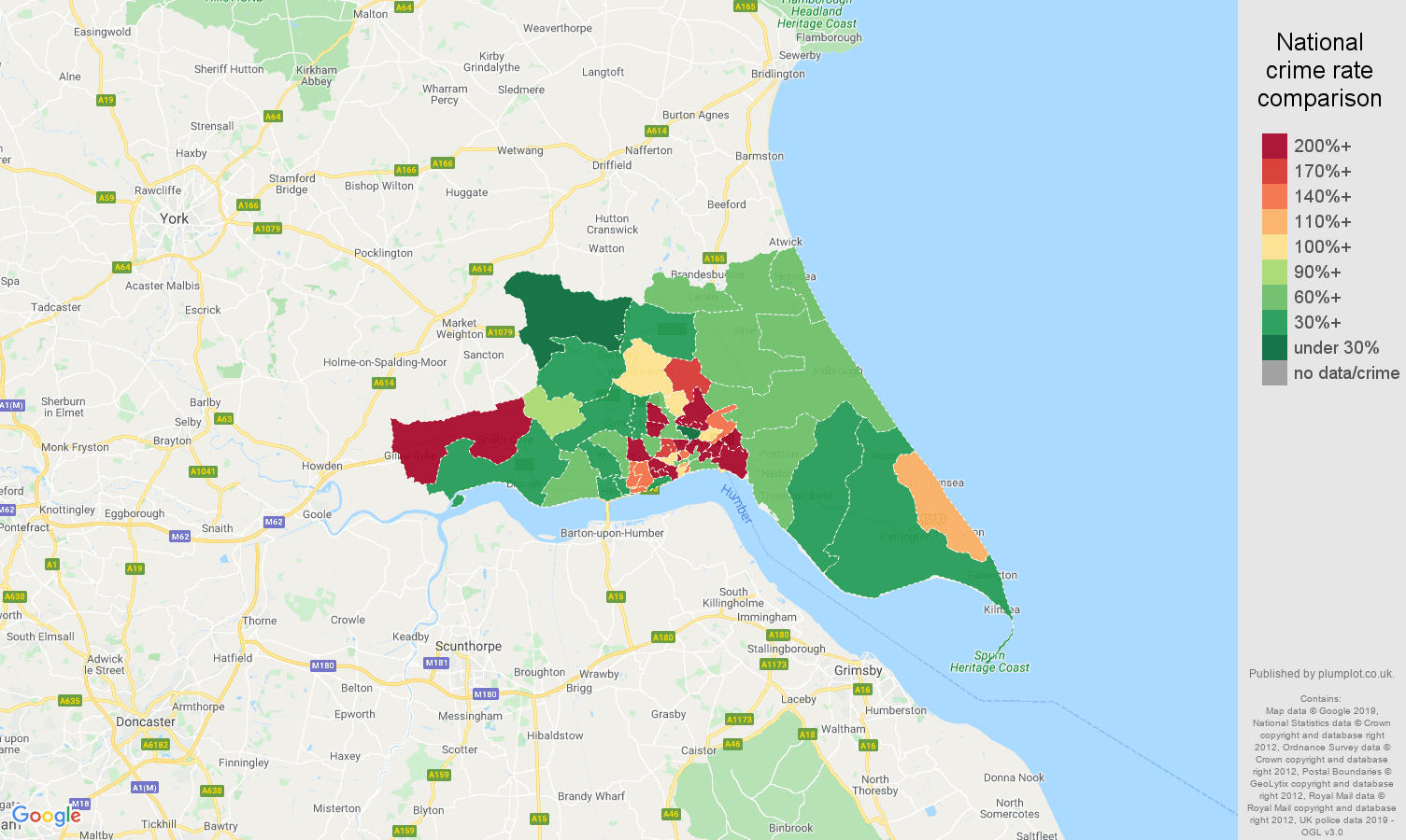 Hull other crime rate comparison map