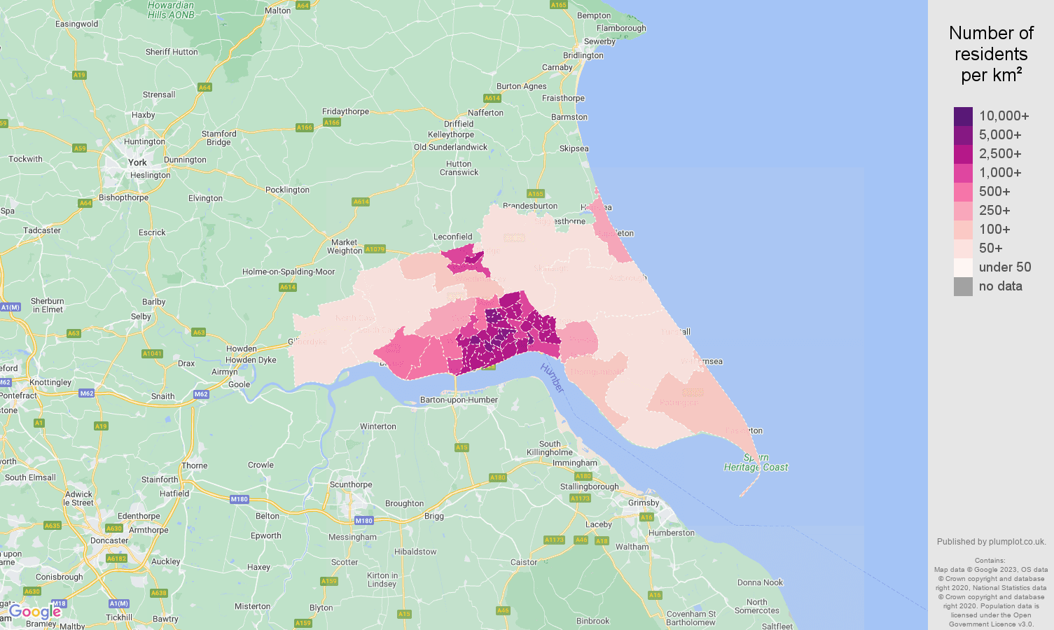 Hull population density map