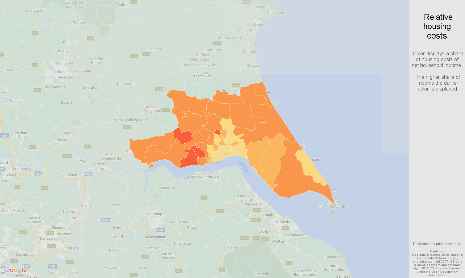 Hull relative housing costs map