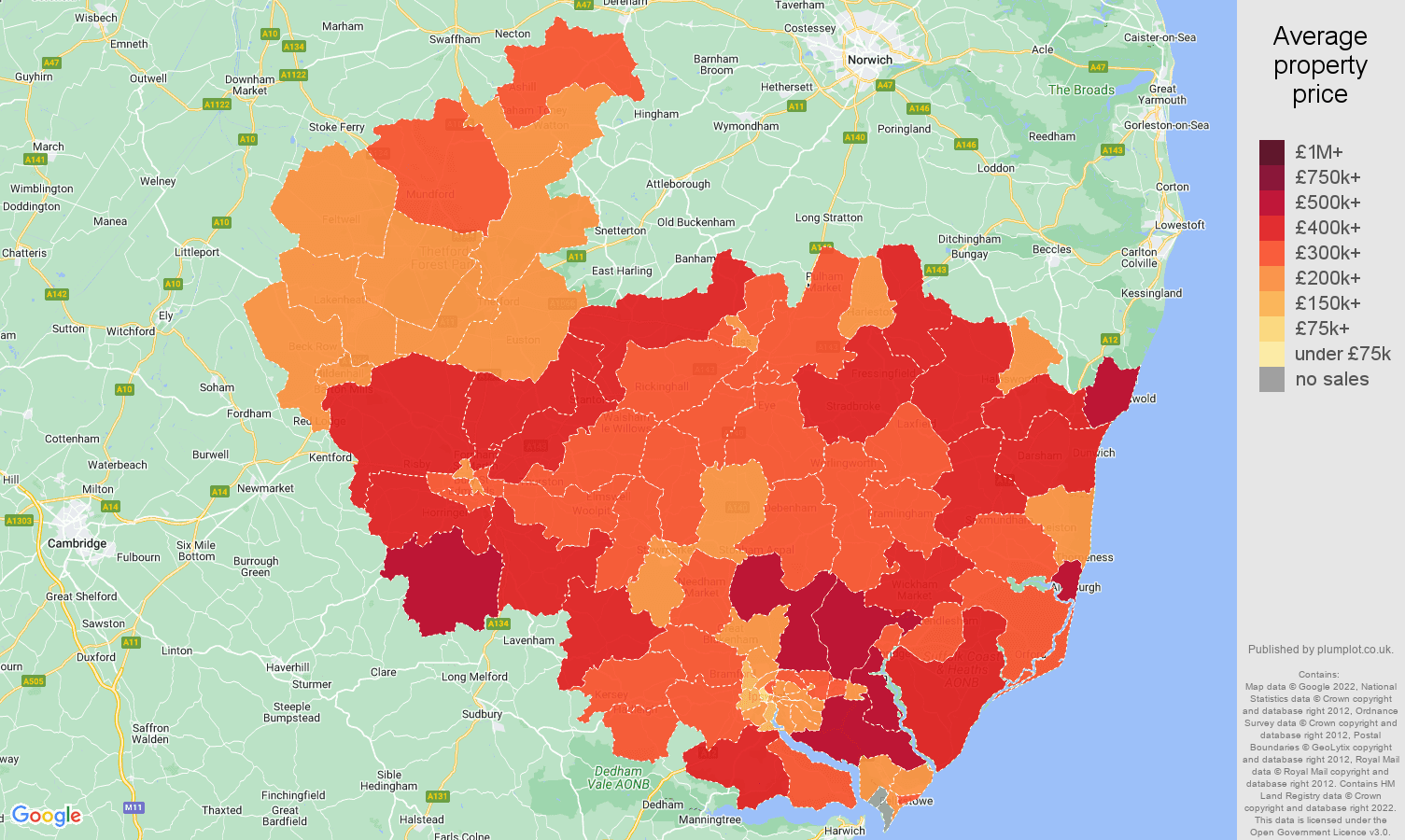 Ipswich house prices map