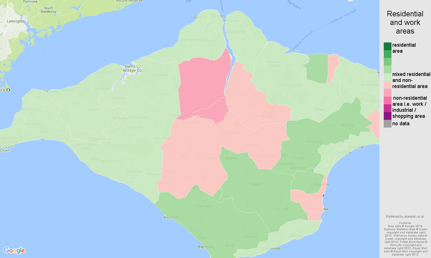 Isle of Wight residential areas map