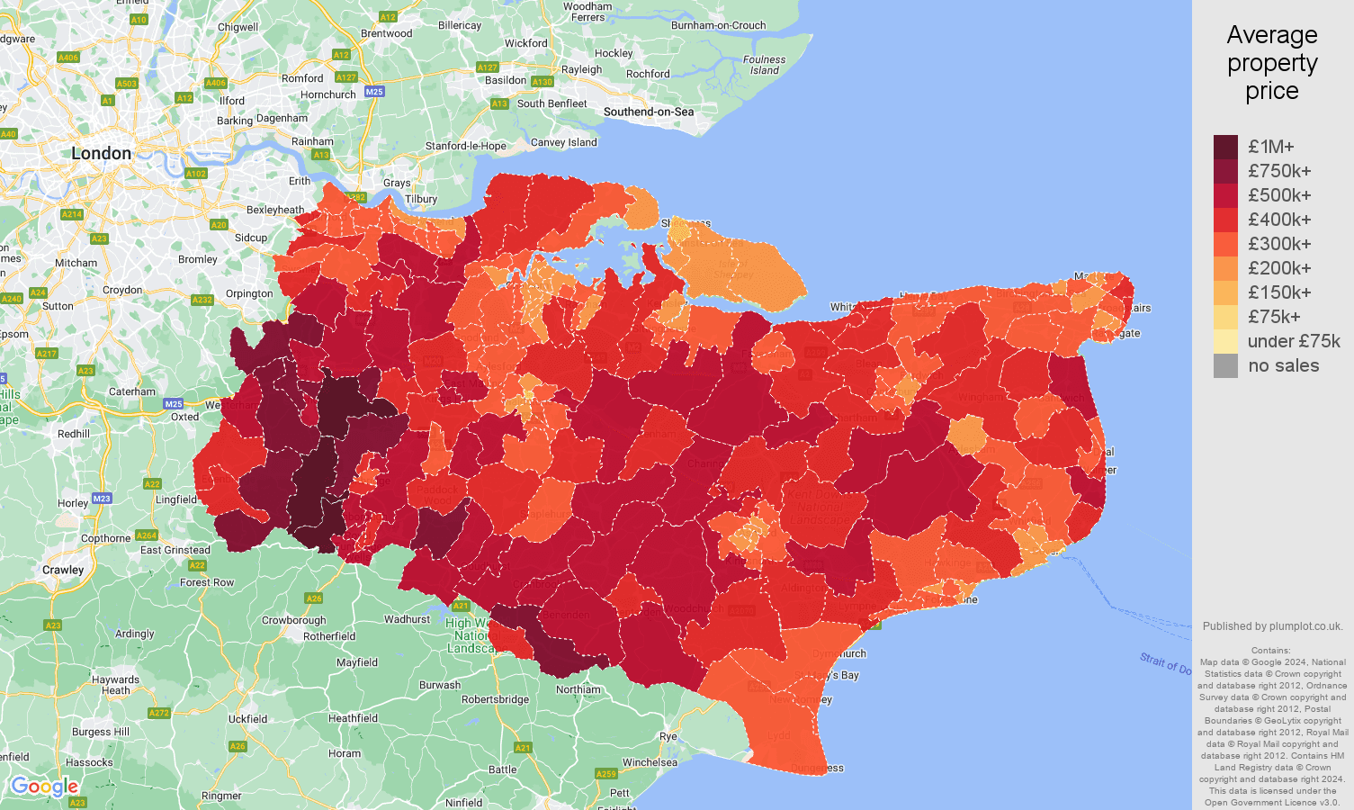 Kent house prices map