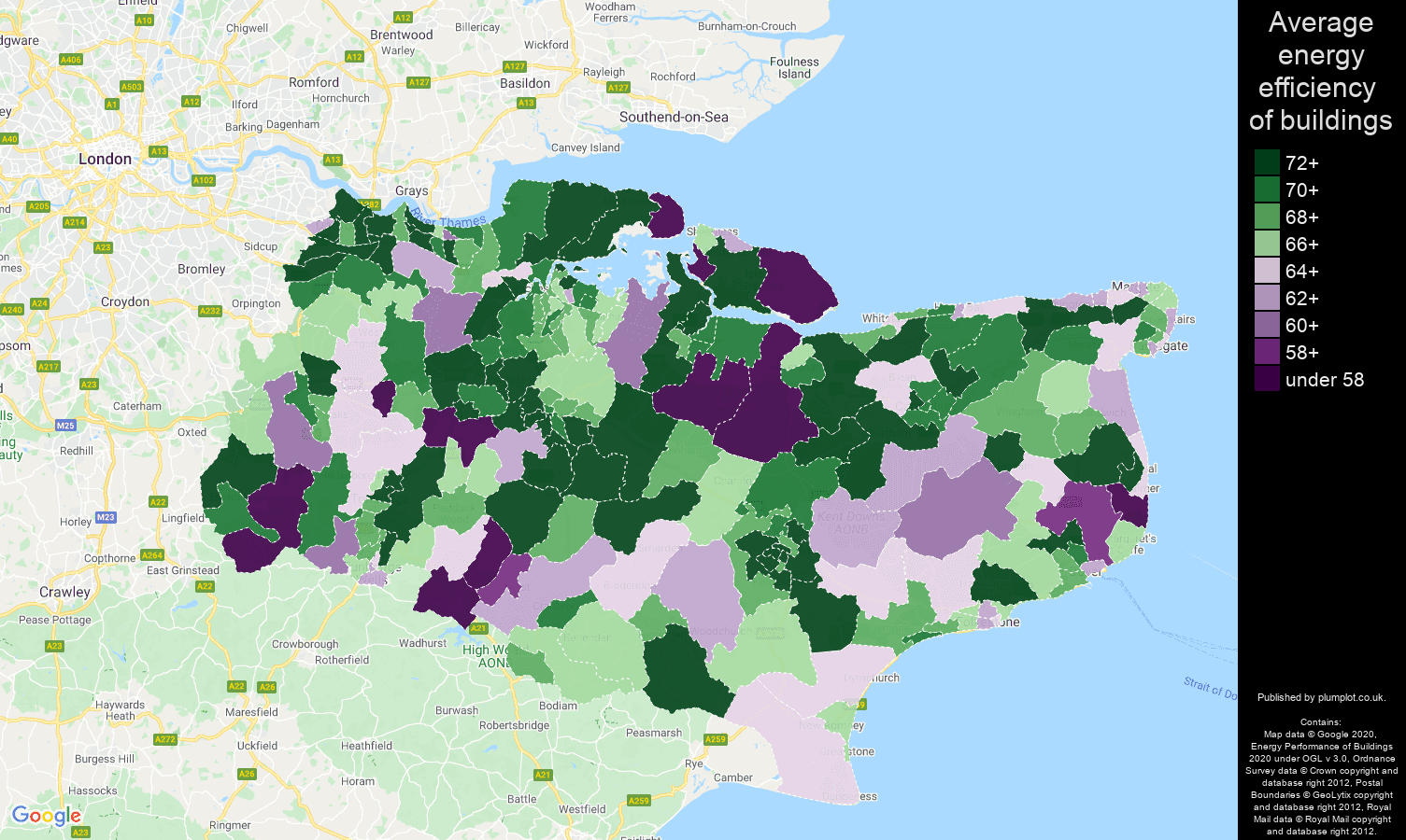 Kent map of energy efficiency of flats