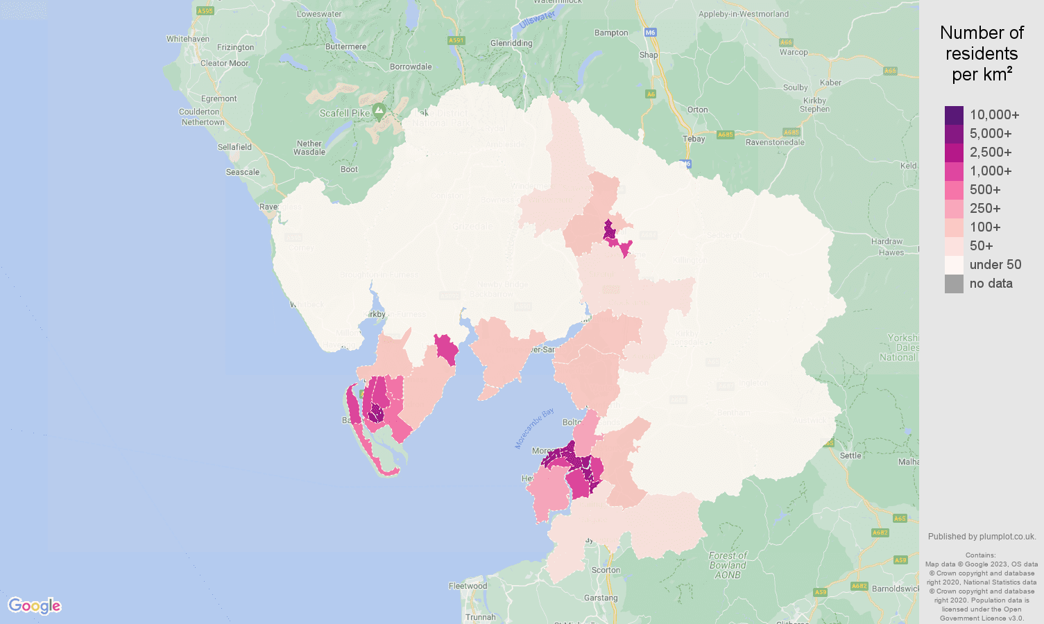 Lancaster population stats in maps and graphs.