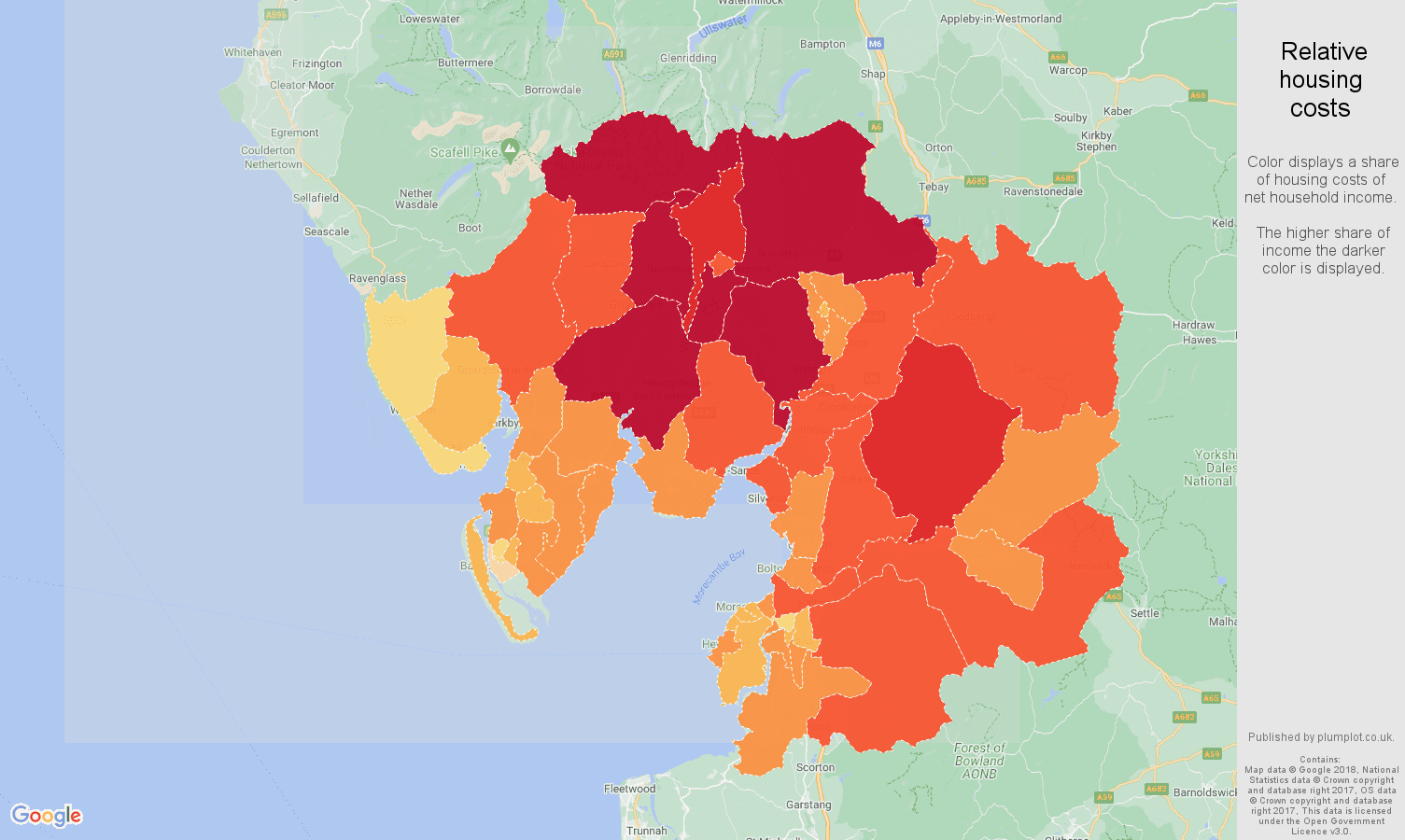 Lancaster relative housing costs map