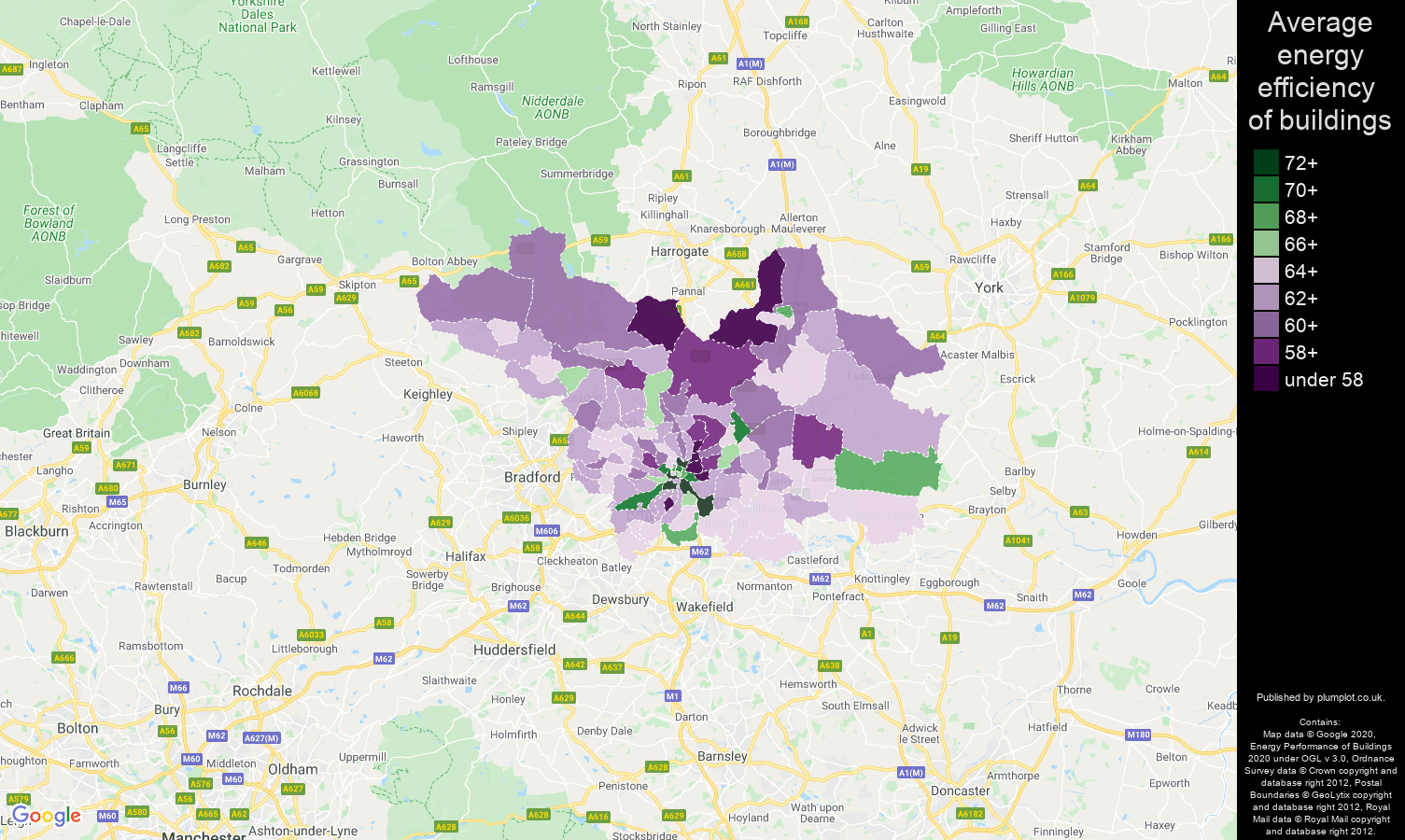 Leeds map of energy efficiency of properties