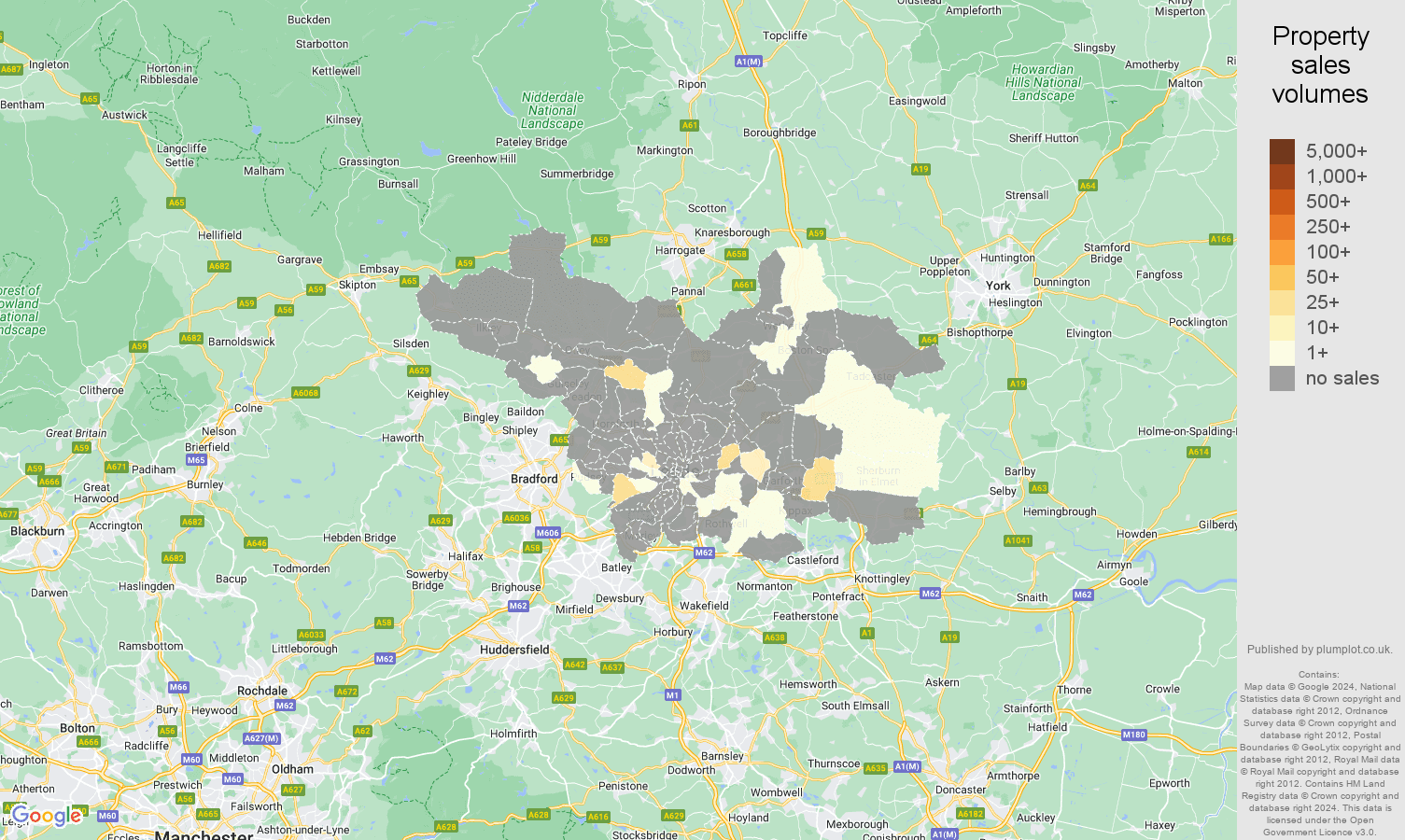 Leeds map of sales of new properties