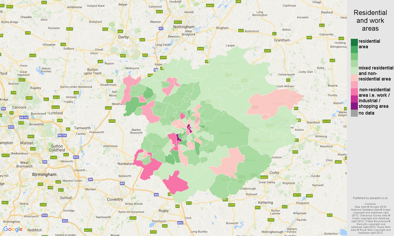 Leicester residential areas map