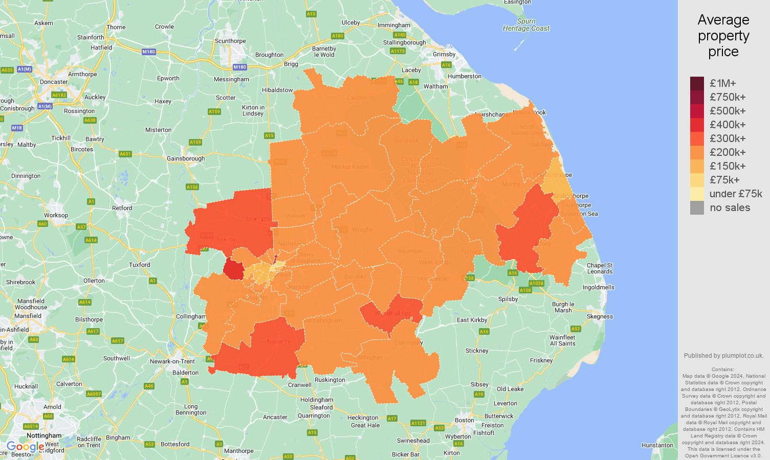Lincoln house prices map