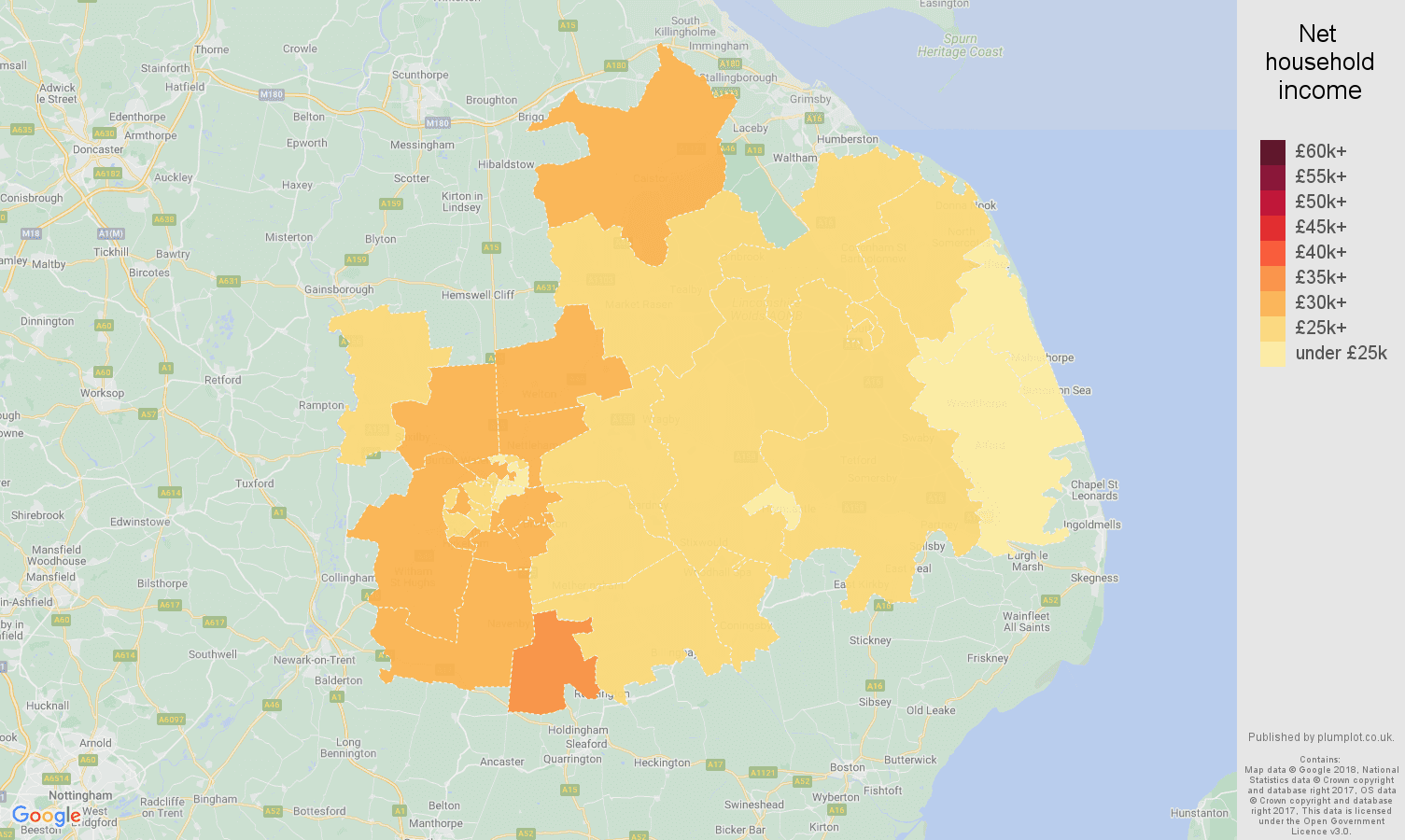 Lincoln net household income map