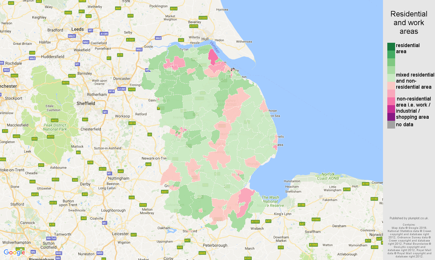 Lincolnshire residential areas map