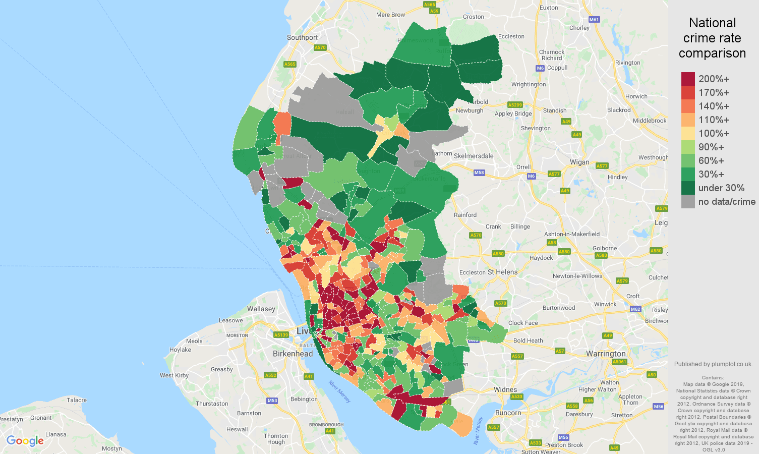 Liverpool public order crime rate comparison map