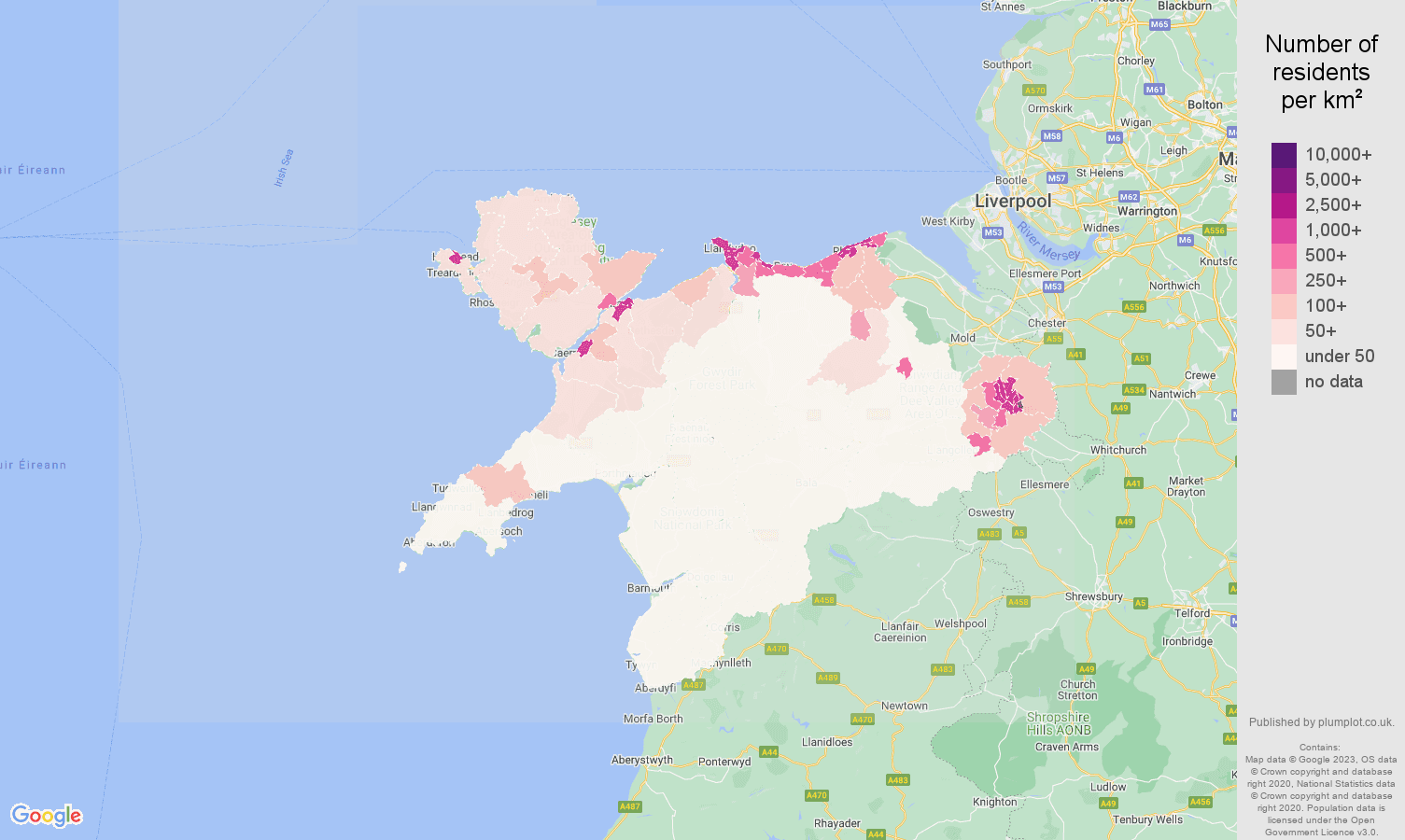 Llandudno population density map