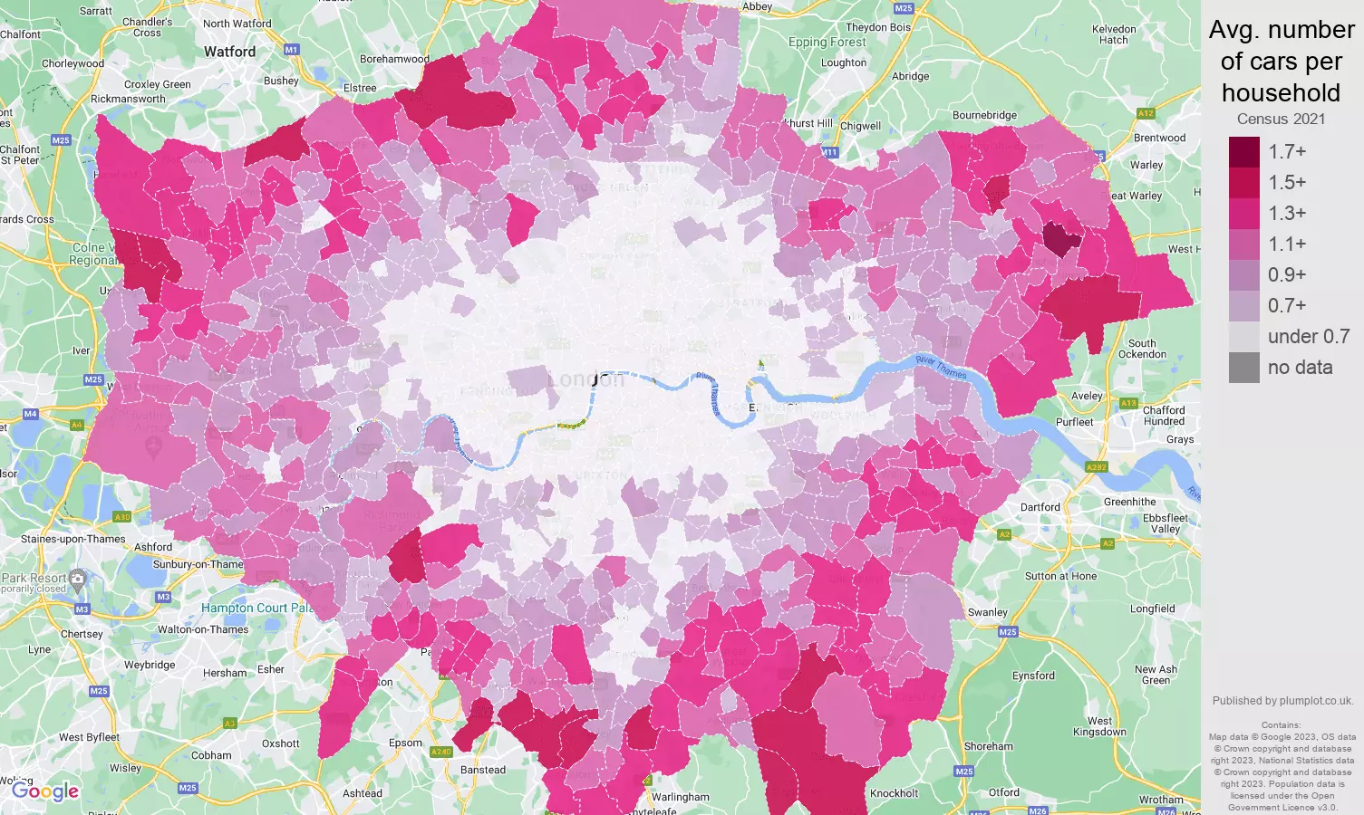 London cars per household map