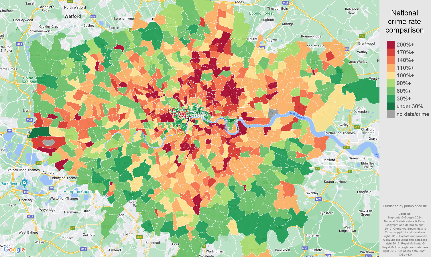 London crime rate comparison map