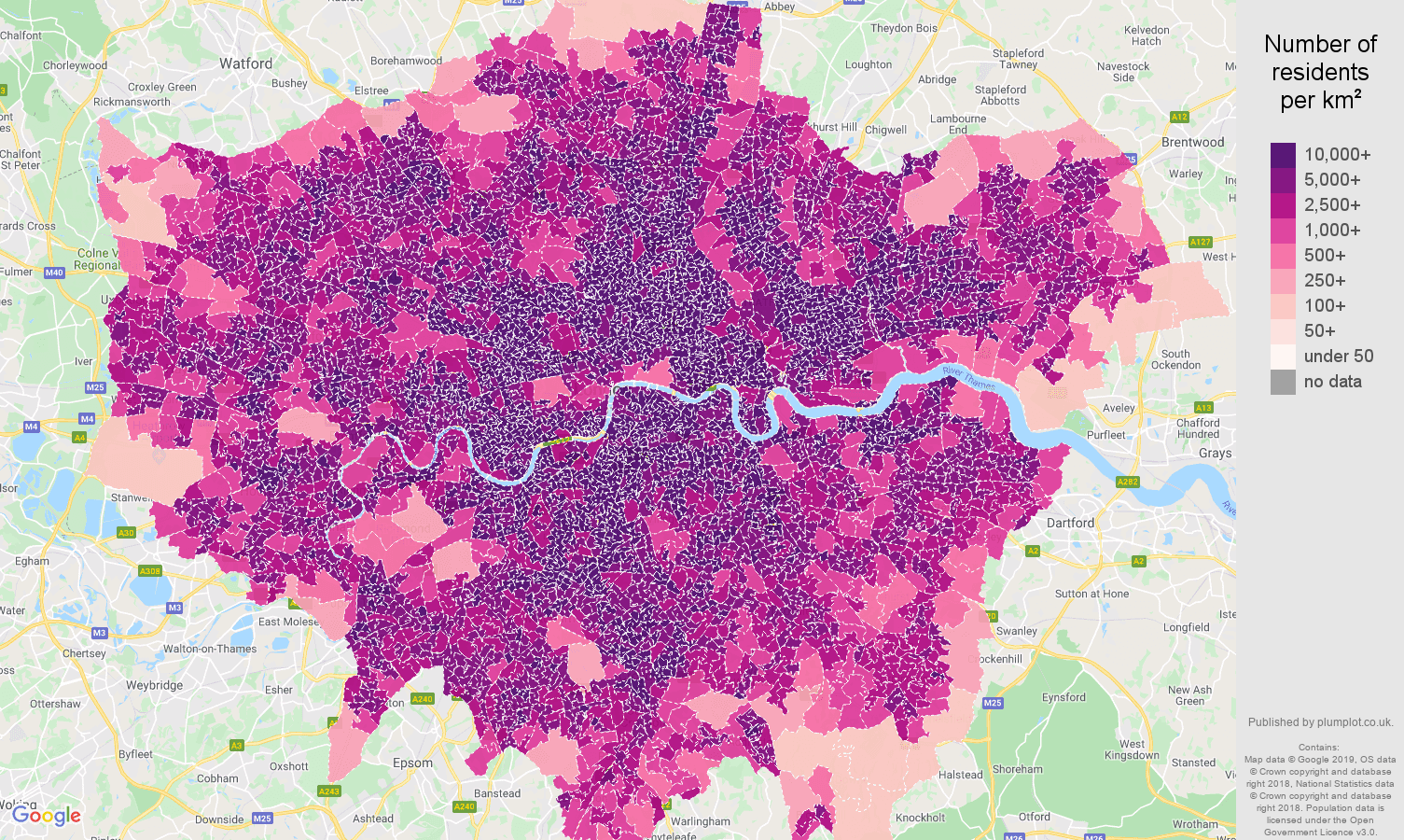London population density map