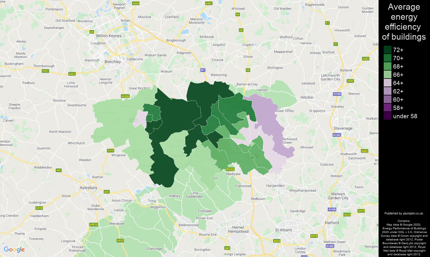 Luton map of energy efficiency of flats